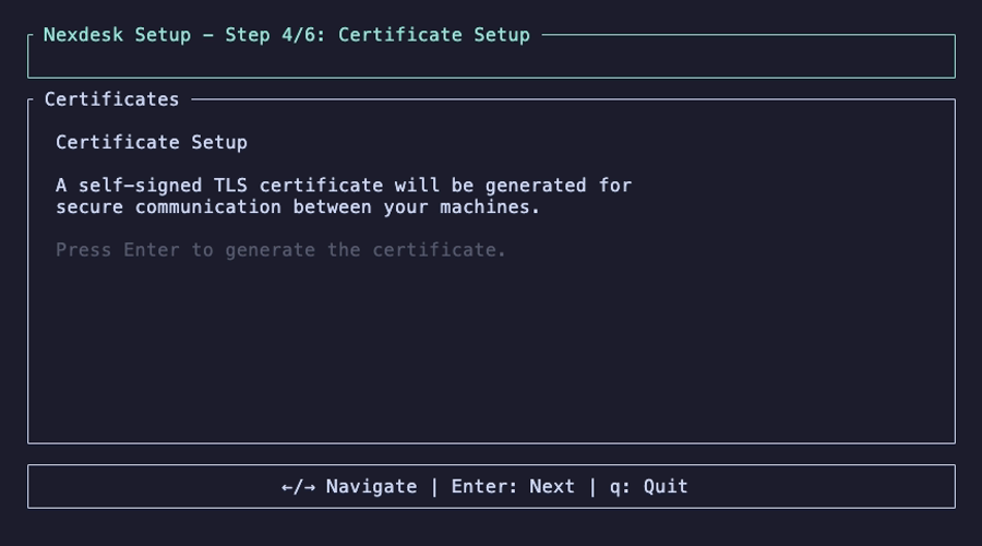 Client setup — Certificate generation