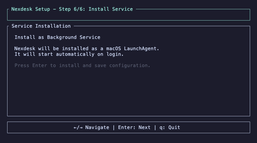 Client setup — LaunchAgent installation