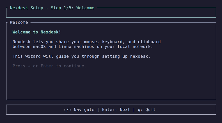Server setup — Welcome screen