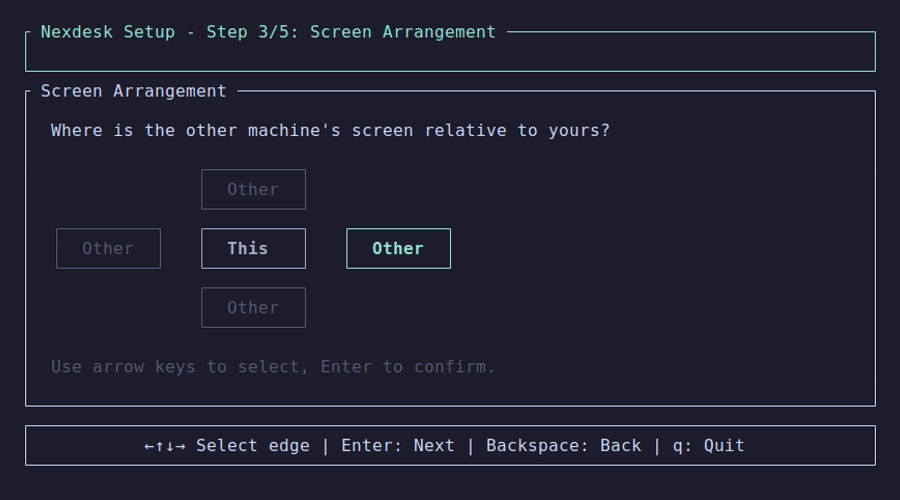 Server setup — Screen arrangement