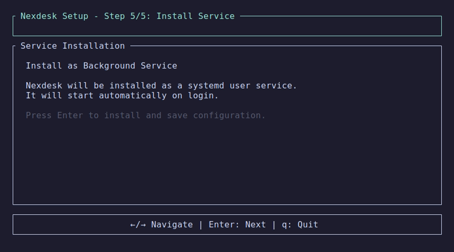 Server setup — Service installation